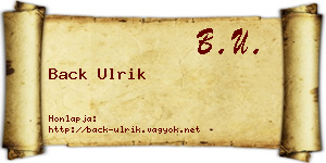 Back Ulrik névjegykártya